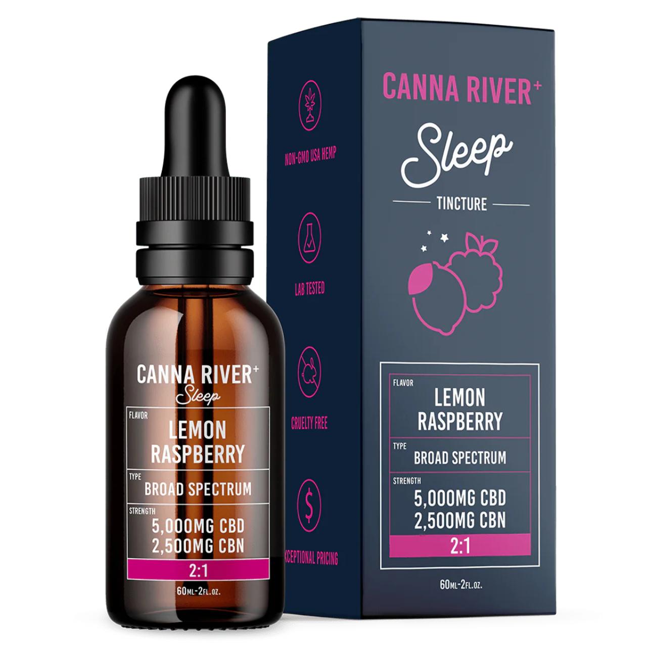 Canna River 2 1 CBD CBN Broad Spectrum Sleep Tincture 60ML-Lemon Raspberry