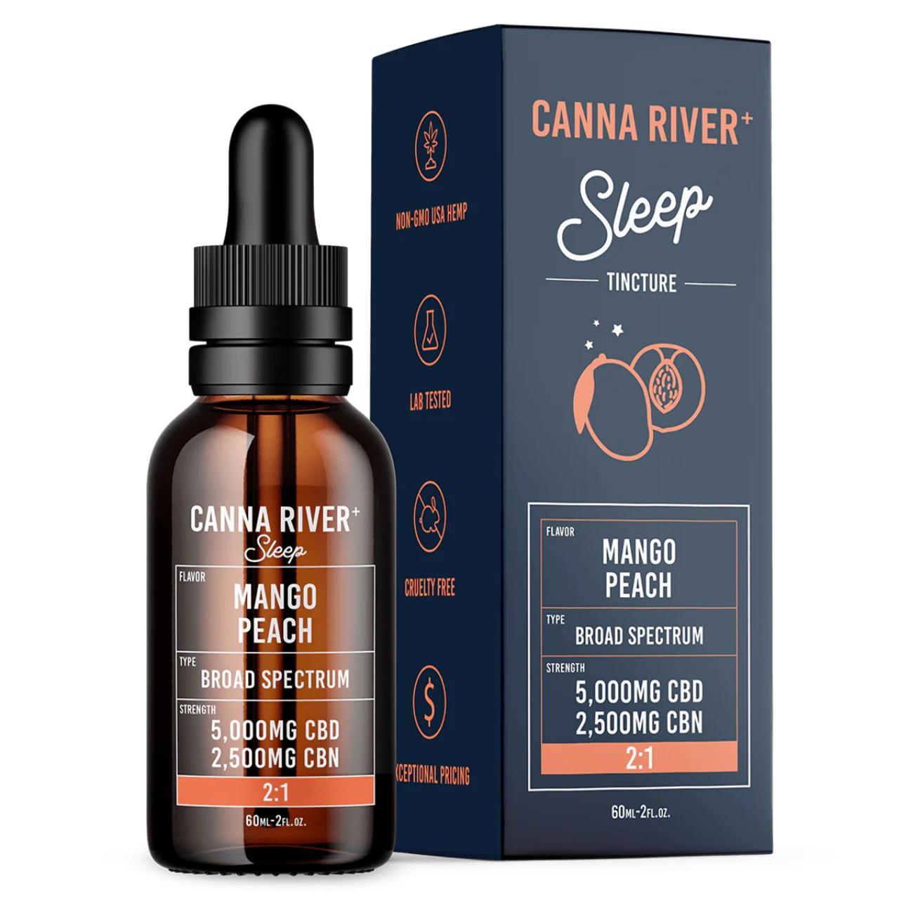 Canna River 2 1 CBD CBN Broad Spectrum Sleep Tincture 60ML-Mango Peach