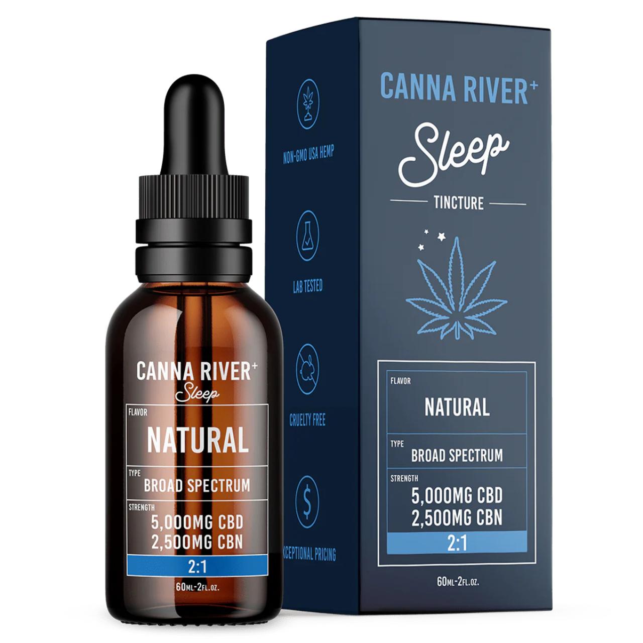 Canna River 2 1 CBD CBN Broad Spectrum Sleep Tincture 60ML-Natural