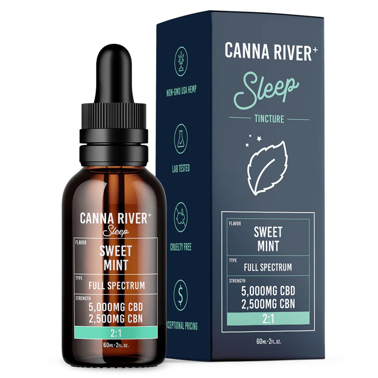 Canna River 2 1 CBD CBN Full Spectrum Sleep Tincture 60ML-Sweet Mint