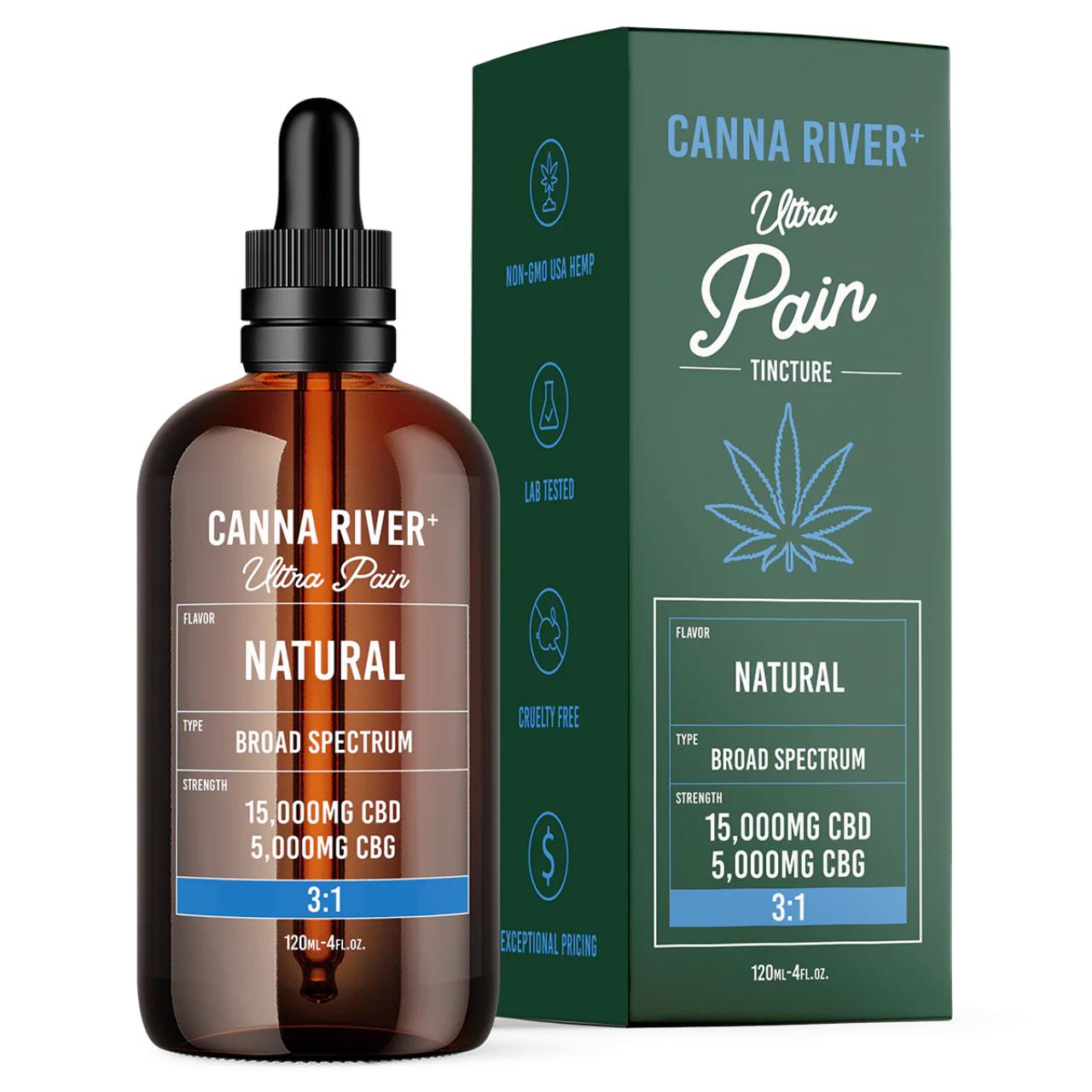 Canna River 3 1 CBD CBG Broad Spectrum Ultra Pain Tincture-Natural