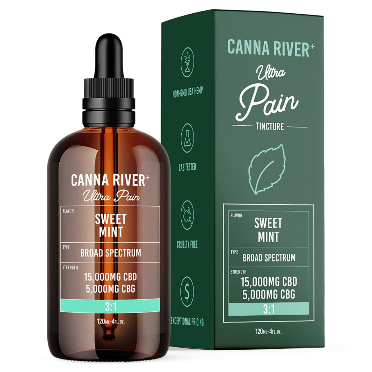 Canna River 3 1 CBD CBG Broad Spectrum Ultra Pain Tincture-Sweet Mint
