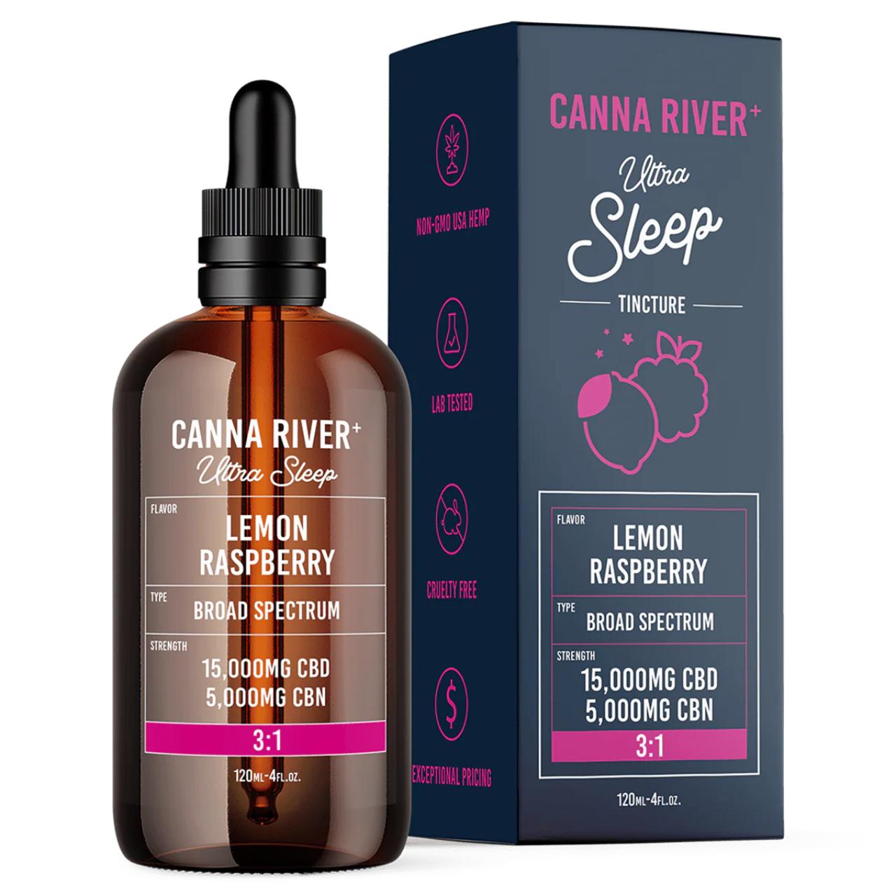 Canna River 3 1 CBD CBN Broad Spectrum Ultra Sleep Tincture- Lemon Raspberry