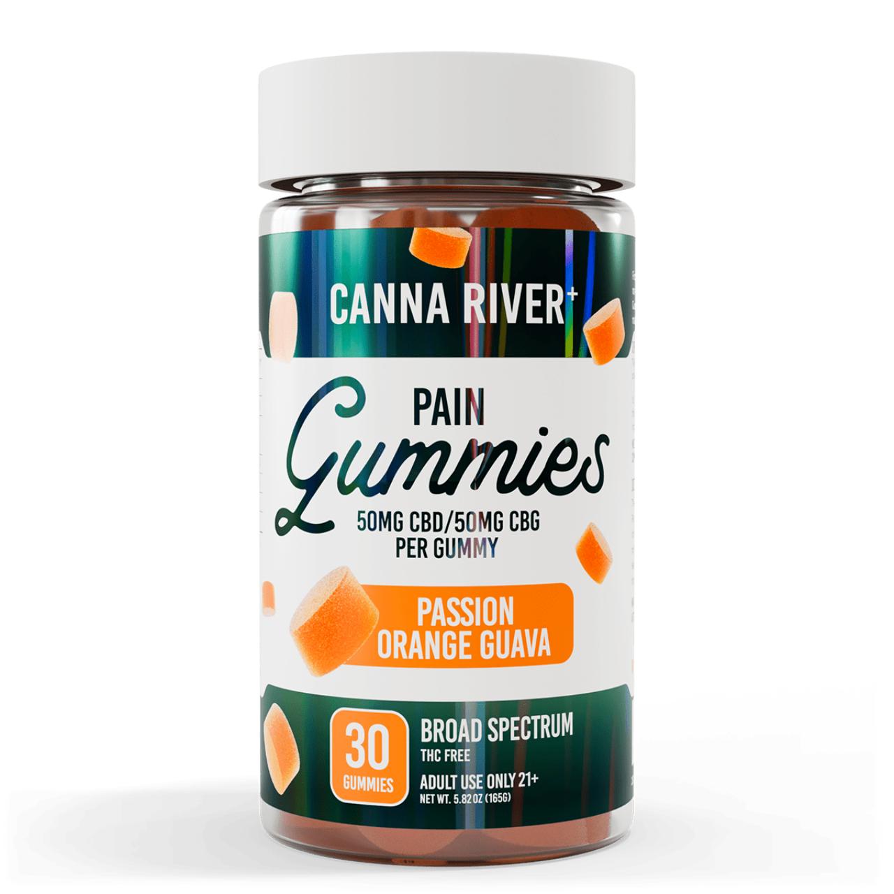 Canna River CBD Passion Orange Guava Broad Spectrum Pain Gummies-30Count