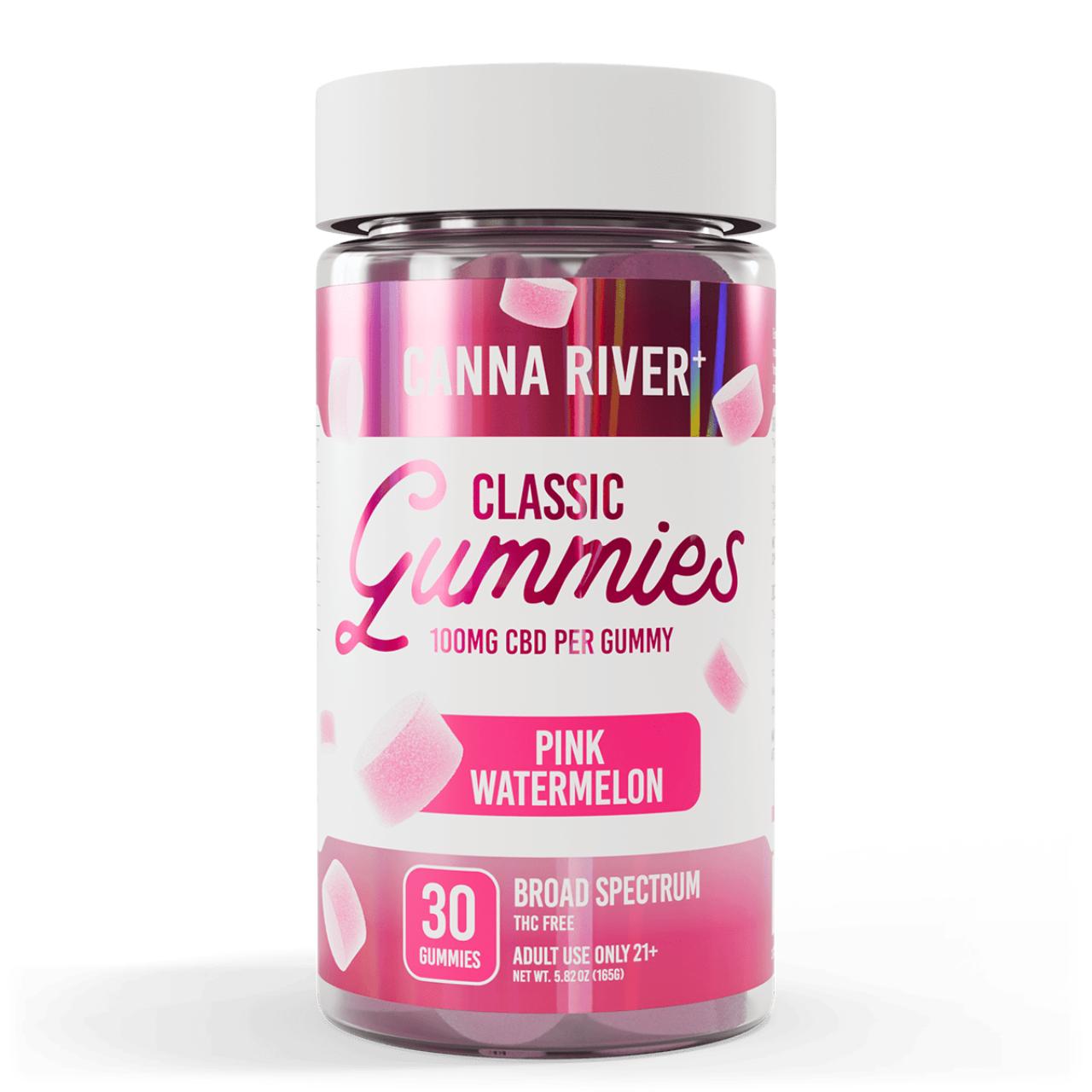 Canna River CBD Pink Watermelon Broad Spectrum Calm Classic Gummies-30Count