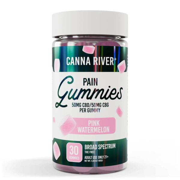Canna River CBD Pink Watermelon Broad Spectrum Pain Gummies-30Count