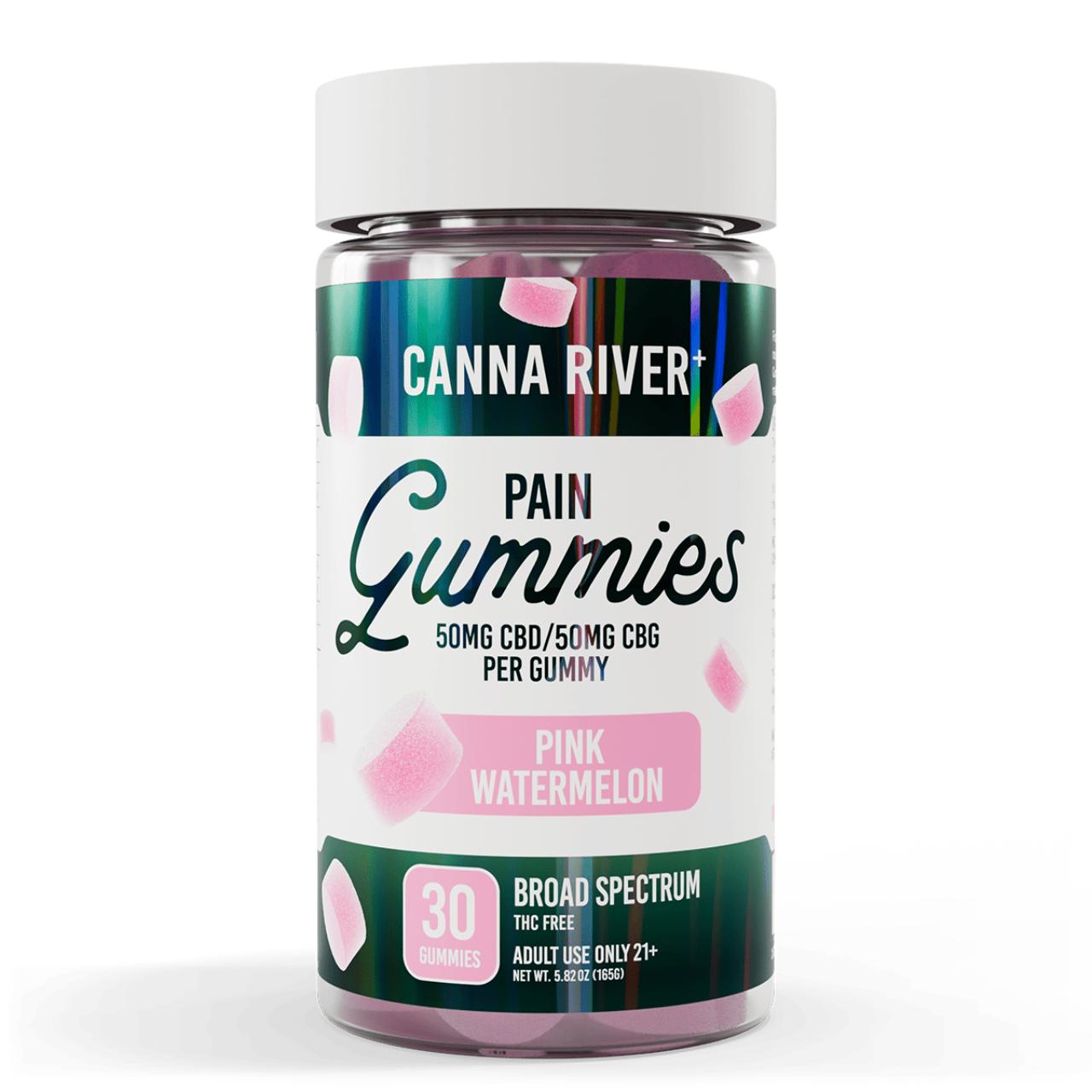 Canna River CBD Pink Watermelon Broad Spectrum Pain Gummies-30Count
