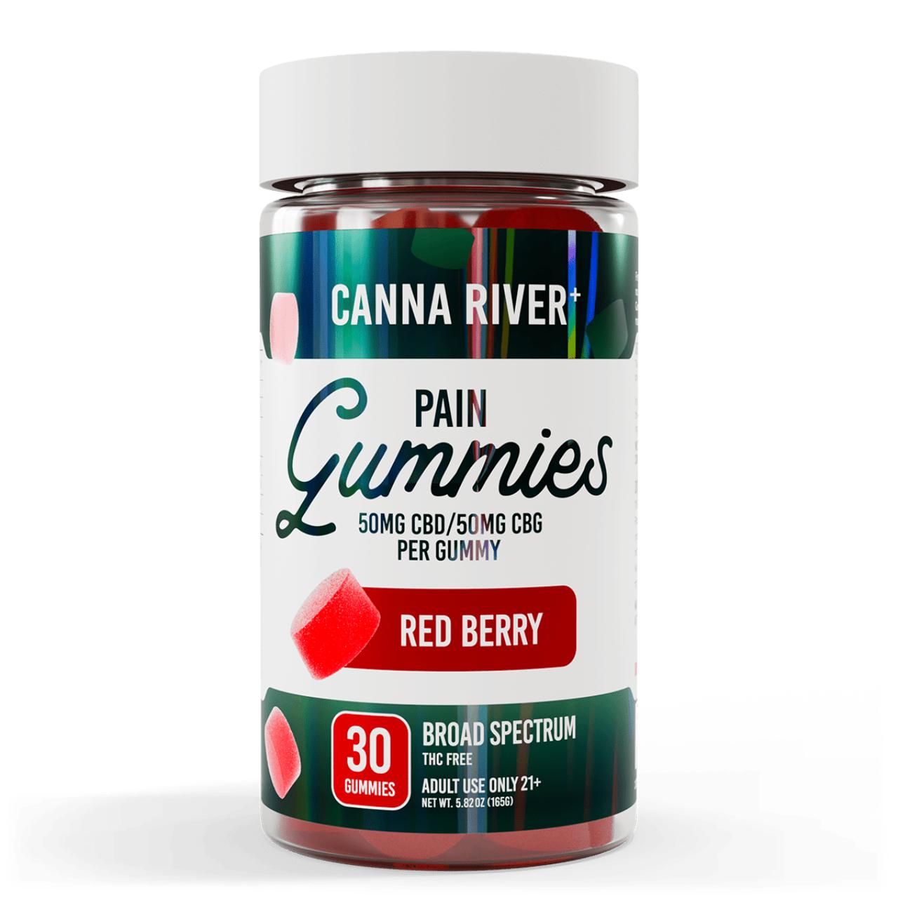 Canna River CBD Red Berry Broad Spectrum Pain Gummies-30Count