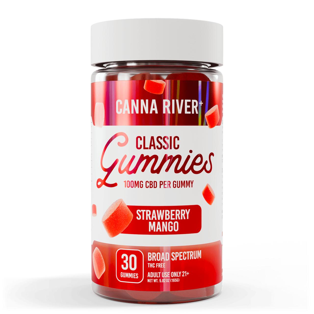 Canna River CBD Strawberry Mango Broad Spectrum Calm Classic Gummies-30Count