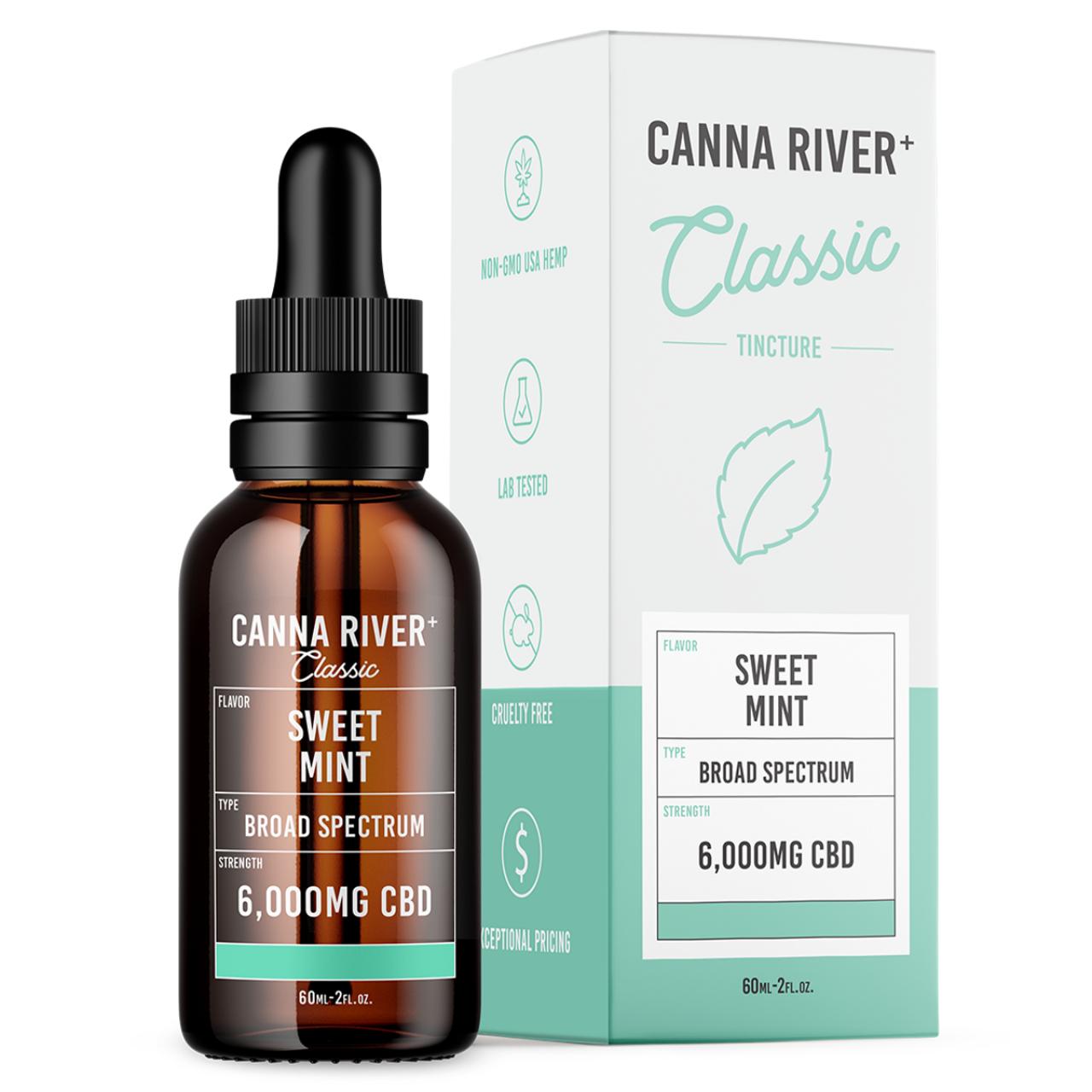 Canna River CBD Sweet Mint Broad Spectrum Calm Classic Tincture-60ML