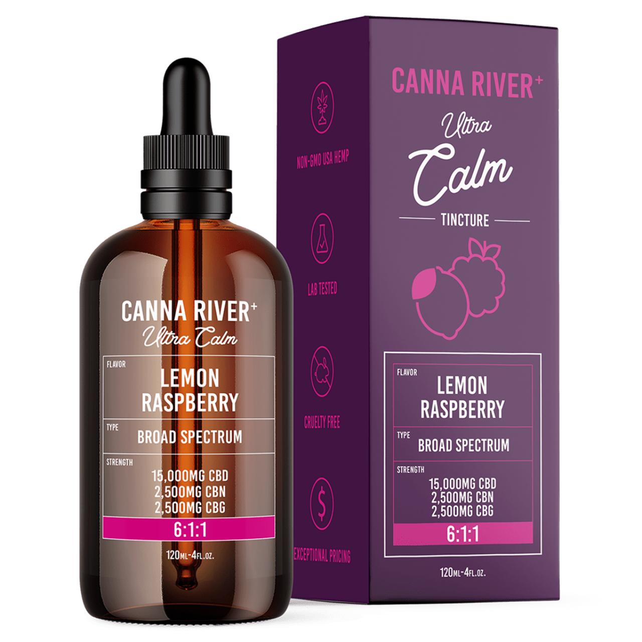 Canna River CBD+CBG Lemon Raspberry Broad Spectrum Ultra Calm Tincture-120ML