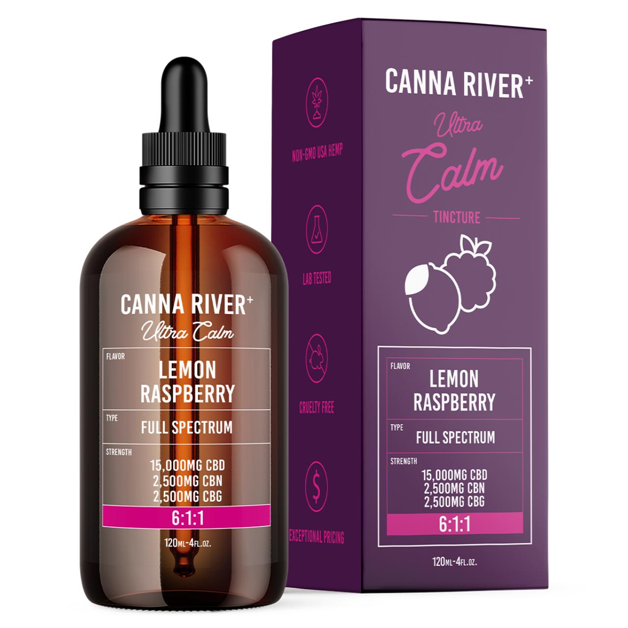 Canna River CBD+CBG Lemon Raspberry Full Spectrum Ultra Calm Tincture-120ML
