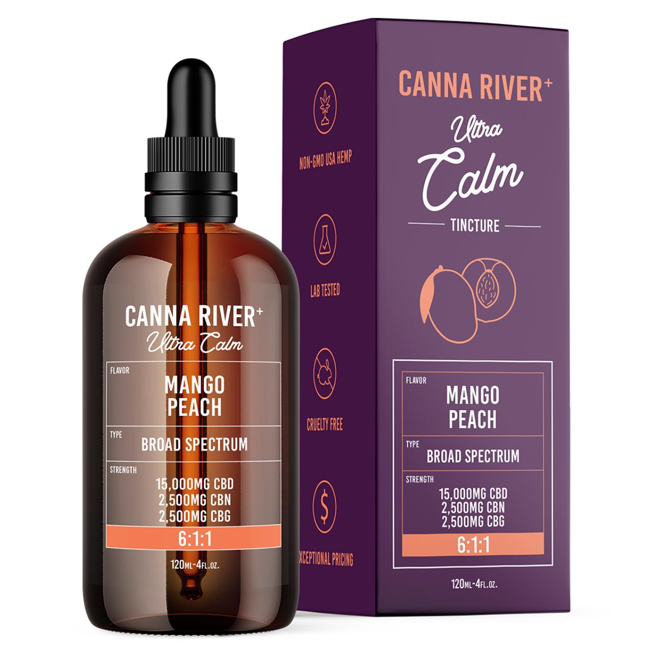 Canna River CBD+CBG Mango Peach Broad Spectrum Ultra Calm Tincture-120ML