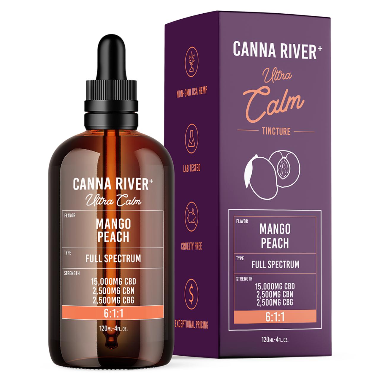 Canna River CBD+CBG Mango Peach Full Spectrum Ultra Calm Tincture-120ML