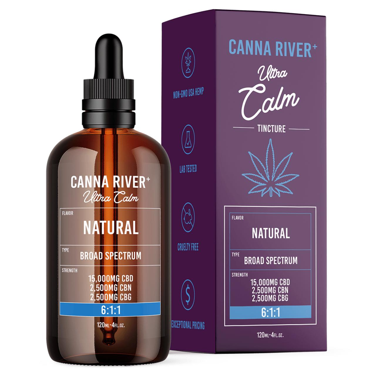 Canna River CBD+CBG Natural Broad Spectrum Ultra Calm Tincture-120ML