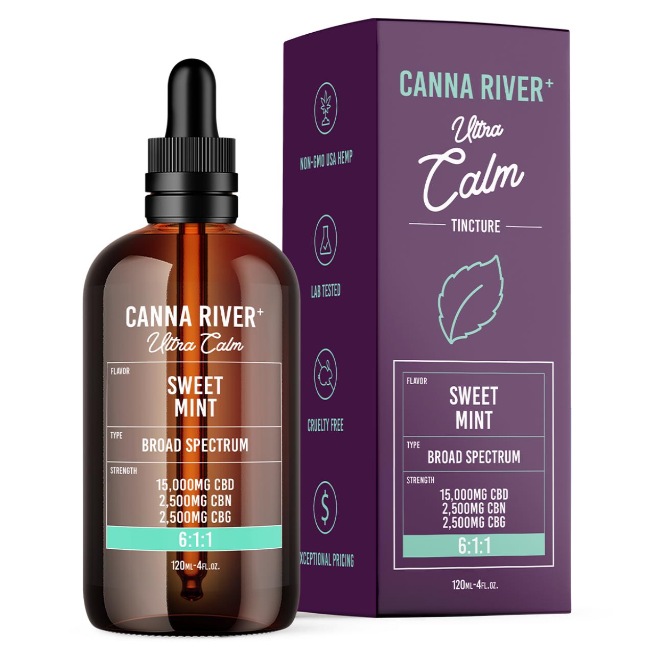 Canna River CBD+CBG Sweet Mint Broad Spectrum Ultra Calm Tincture-120ML