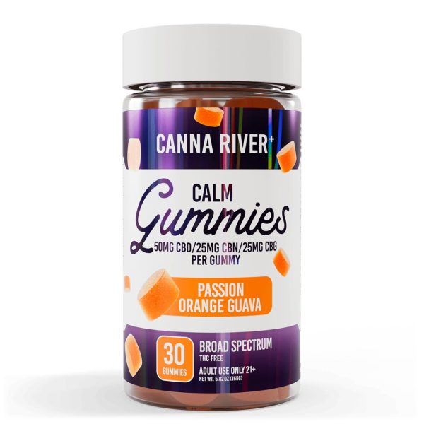 Canna River CBD+CBN+CBG Passion Orange Guava Broad Spectrum Calm Gummies-30Count