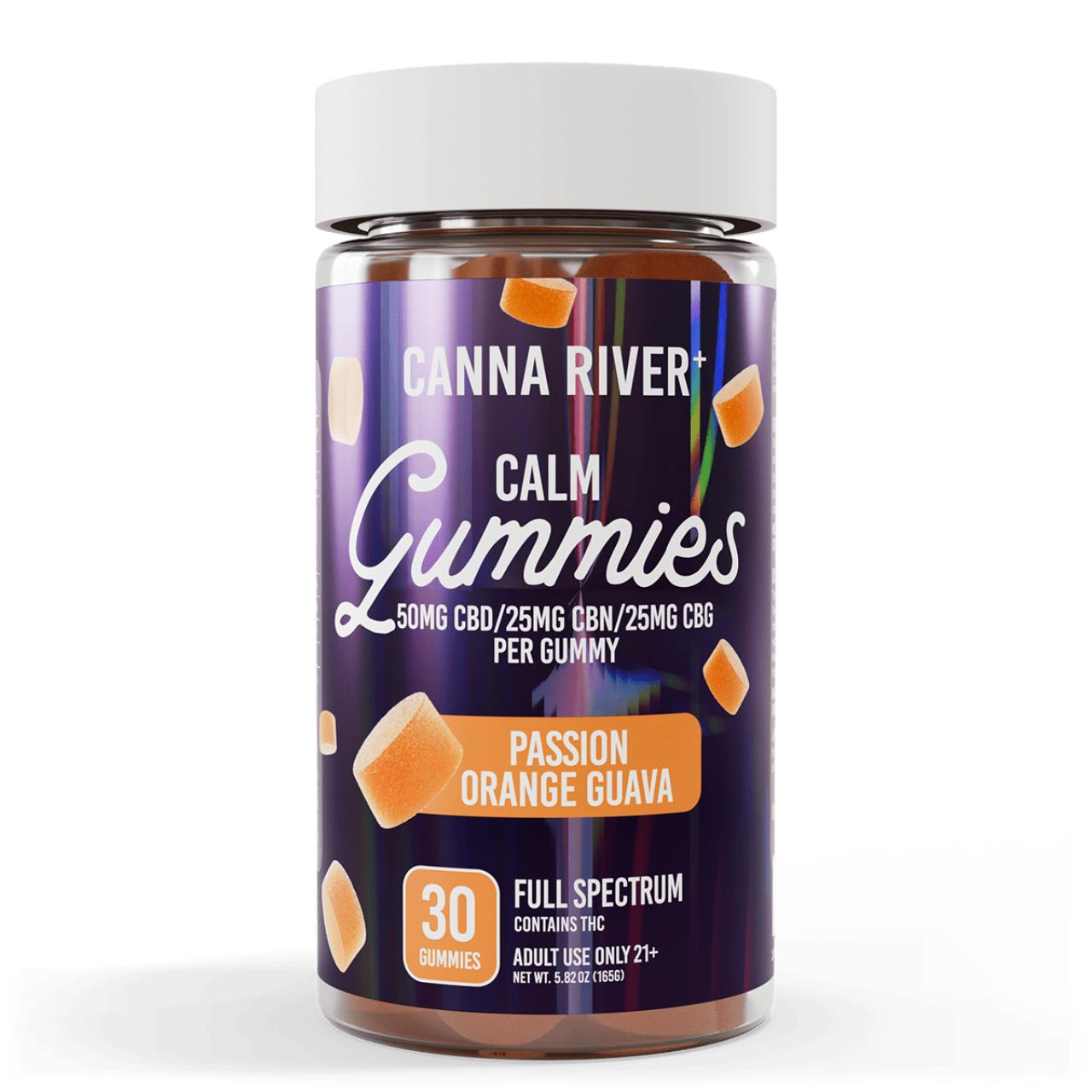Canna River CBD+CBN+CBG Passion Orange Guava Full Spectrum Calm Gummies-30Count