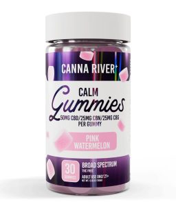 Canna River CBD+CBN+CBG Pink Watermelon Full Broad Calm Gummies-30Count