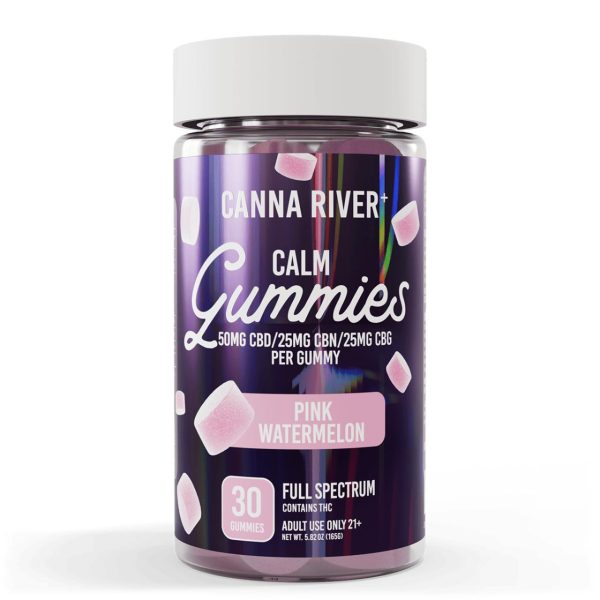 Canna River CBD+CBN+CBG Pink Watermelon Full Spectrum Calm Gummies-30Count