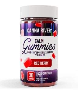 Canna River CBD+CBN+CBG Red Berry Broad Spectrum Calm Gummies-30Count