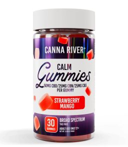 Canna River CBD+CBN+CBG Strawberry Mango Broad Spectrum Calm Gummies-30Count