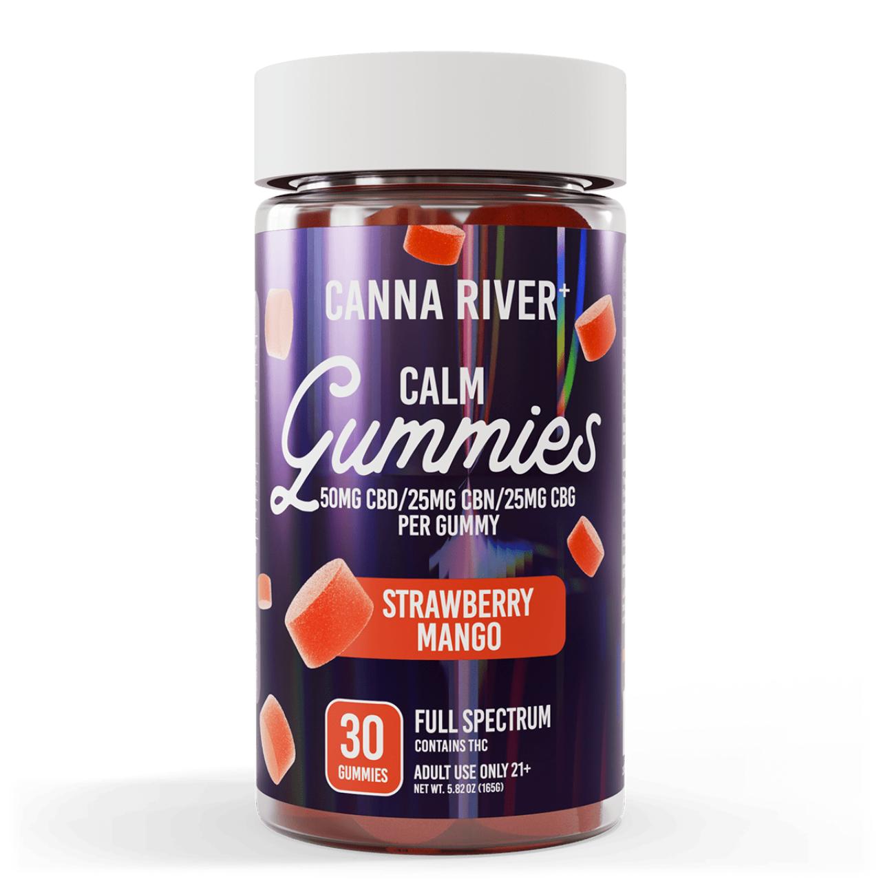 Canna River CBD+CBN+CBG Strawberry Mango Full Spectrum Calm Gummies-30Count